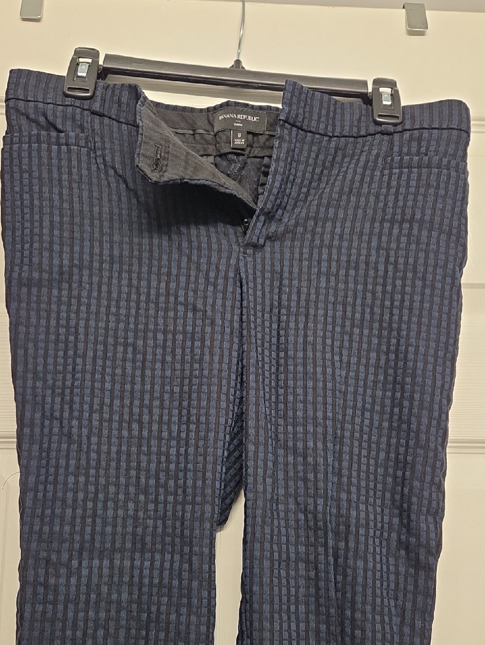 Banana Republic Navy Striped Sloan Cropped Pants